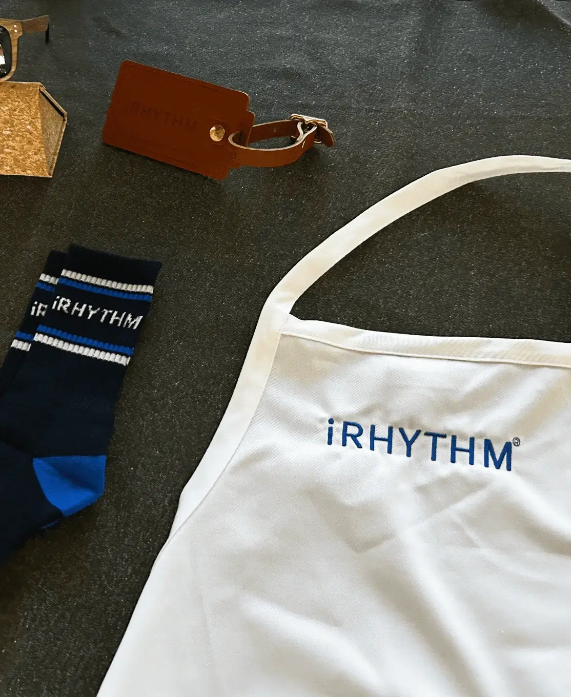 Custom iRhythm apron, socks, and accessories